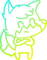 cold gradient line drawing cartoon friendly fox