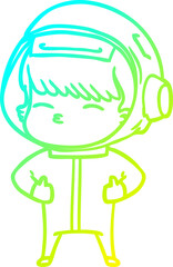 cold gradient line drawing cartoon curious astronaut