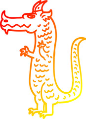 warm gradient line drawing cartoon dragon