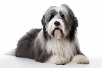 Polish Lowland Sheepdog Dog On White Background. Generative AI