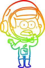 rainbow gradient line drawing cartoon surprised astronaut