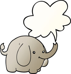 cartoon elephant and speech bubble in smooth gradient style