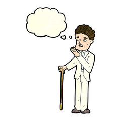 cartoon shocked gentleman with thought bubble