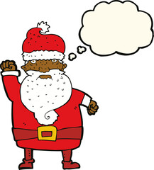 cartoon angry santa claus with thought bubble