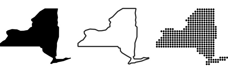 New York state map contour. New York state map. Glyph and outline New York map. US state map.