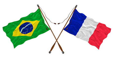 National flag of Clipperton island  and Brazil. Background for designers