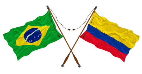 National flag of Colombia  and Brazil. Background for designers