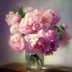 Fototapeta na wymiar pink flowers in a vase, generative ai