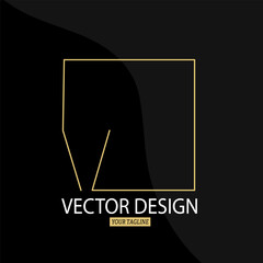 letter K with a square frame. Vector template for logo, label or sticker.