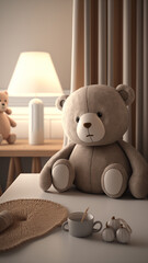 Cute, teddy, bear, toy, big baby toy, in children room, sweet, cute, little, animal