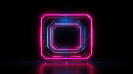 3d render, glowing pink blue neon lines. Generative Ai