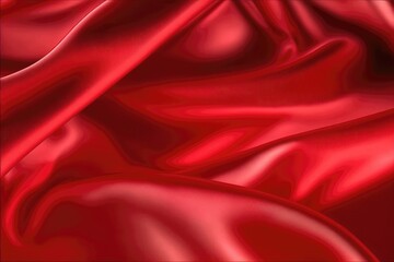 Naklejka na ściany i meble Red Silk Fabric In CloseUp. Generative AI