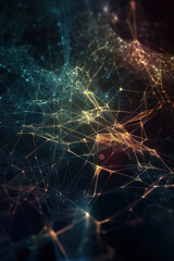 Abstract background. Network structure, colored neon lines. Vertical background. AI generative.