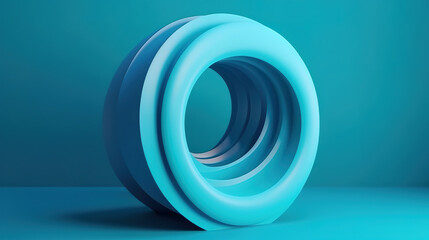 3d render, abstract layered curvy object with hole. Generative Ai