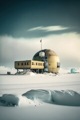 illustration, station in the polar arctic, ai generative