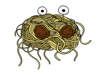 Flying spaghetti monster pop art PNG illustration with transparent background © Oleksandr Pokusai