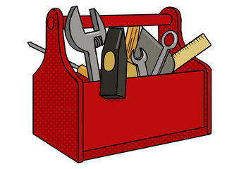 Toolbox red color pop art style PNG illustration with transparent background