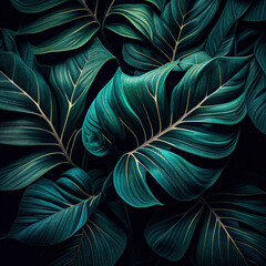 beautiful Propical green Leave Background, Generative AI