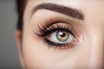 Obraz premium Female Eye with Long Eyelashes and Black Liner Makeup, Generative AI