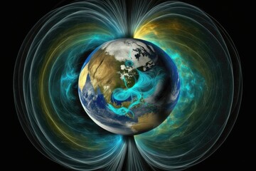 Movement Of The Earths Magnetic Field. Generative AI - obrazy, fototapety, plakaty