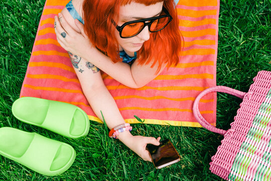 woman texting on phone