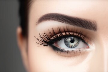Obraz premium Female Eye with Long Eyelashes and Black Liner Makeup.