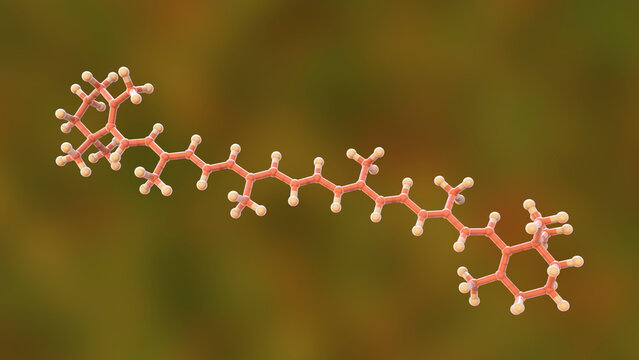 Molecular model of beta-carotene, precursor to vitamin A, 3d illustration
