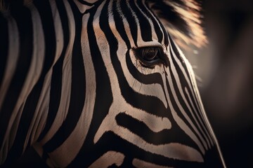 Fototapeta na wymiar a close up of a zebra's face with a blurry background. generative ai