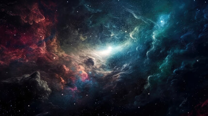 Fototapeta na wymiar explosion of space, nebula, galaxy and stars background (created with Generative AI)