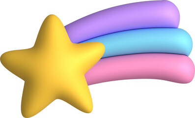 Fototapeta premium 3D star, shooting star in 3D