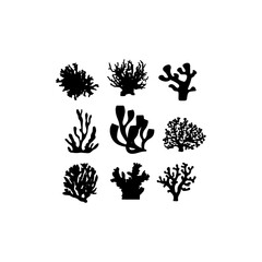 Icon set coral silhouette design