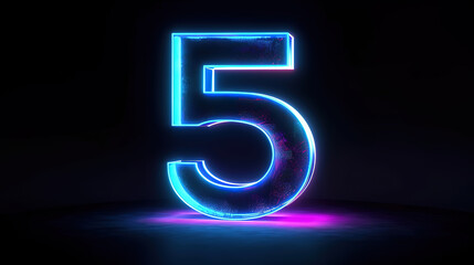 3d render, number five silhouette, digital math symbol. Generative Ai