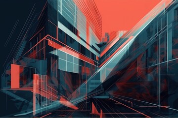Abstract modern architecture background. Texture, pattern, geometry, Generative AI