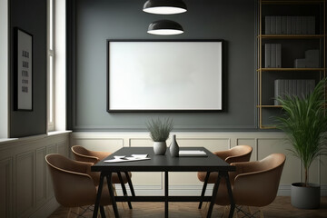 Mockup horizontal frame office meeting room home interior. Illustrator AI Generative