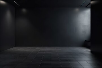 Empty light dark wall with beautiful chiaroscuro. Minimalist background for product presentation, mock up. , Generative AI