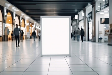 An Empty Advertisement Board Space with Copy Space Area Located Inside a Public Shopping Center, Generative AI - 586700199
