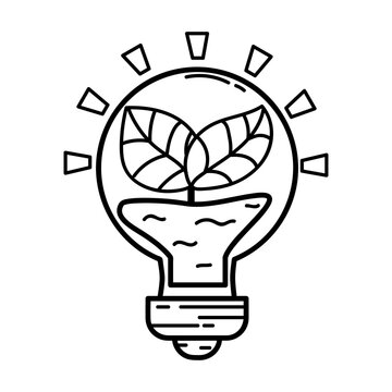 Icon. Bulb. Green energy. Linear style. Modern flat. Ecology. Clean planet.