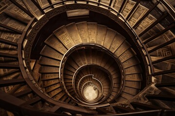 Fototapeta premium The spiral staircase creating a stunning visual effect created with Generative AI technology