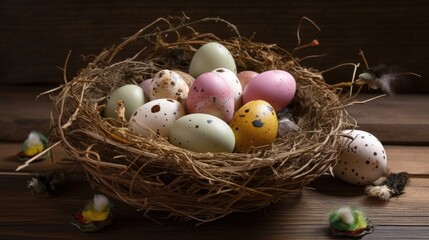 Easter eggs in a nest - generative ai