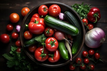 Colorful Mediterranean Salad Bowl created with Generative AI technology