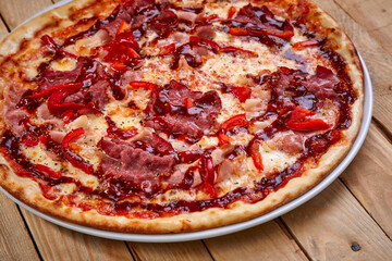 tasty pizza on the white plate