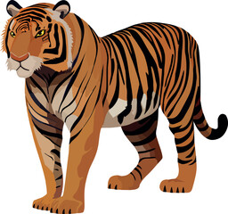 Bengal tiger walking with attitude through jungle