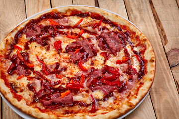 tasty pizza on the white plate