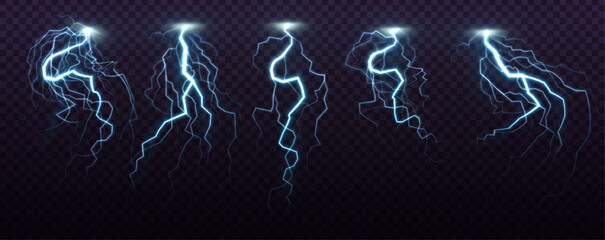 Magic light abstract lines. Light white isolated vector lightning png. Realistic natural lightning effects.
