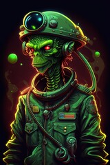 Fototapeta premium cartoon illustration, a colorful alien army, an ai generative