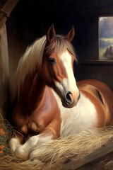 Fototapeta na wymiar Oil on canvas painting of a horse