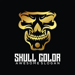 skull logo design line art luxury color