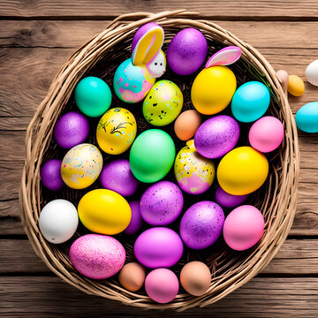 easter eggs in a basket