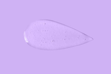 texture of a large smear of transparent gel on a purple background