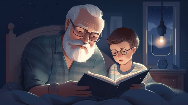 The grandfather's gentle voice filled the room, lulling the kid to sleep. Generative AI
